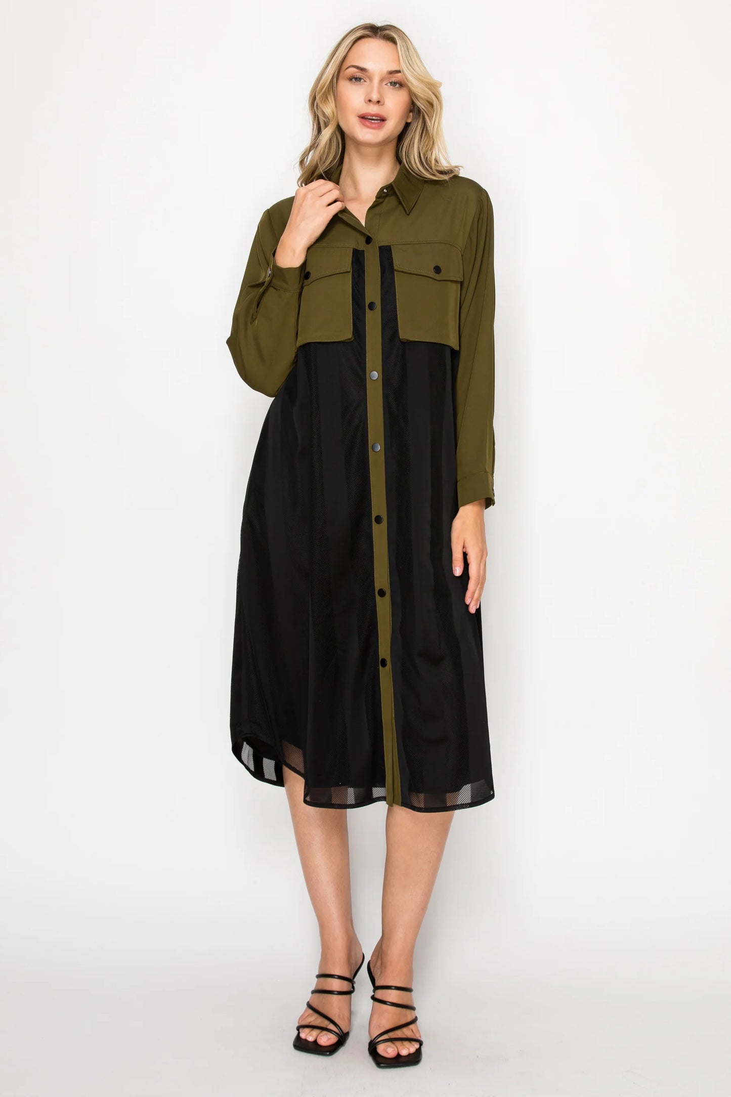 Joh Olive/Black Shirt Dress