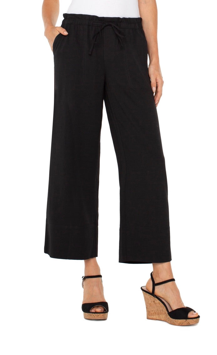 Liverpool Black Wide Leg Cropped Pant