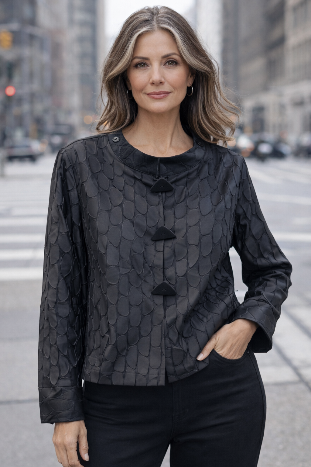 Olivia-Jacquard Button up Jacket