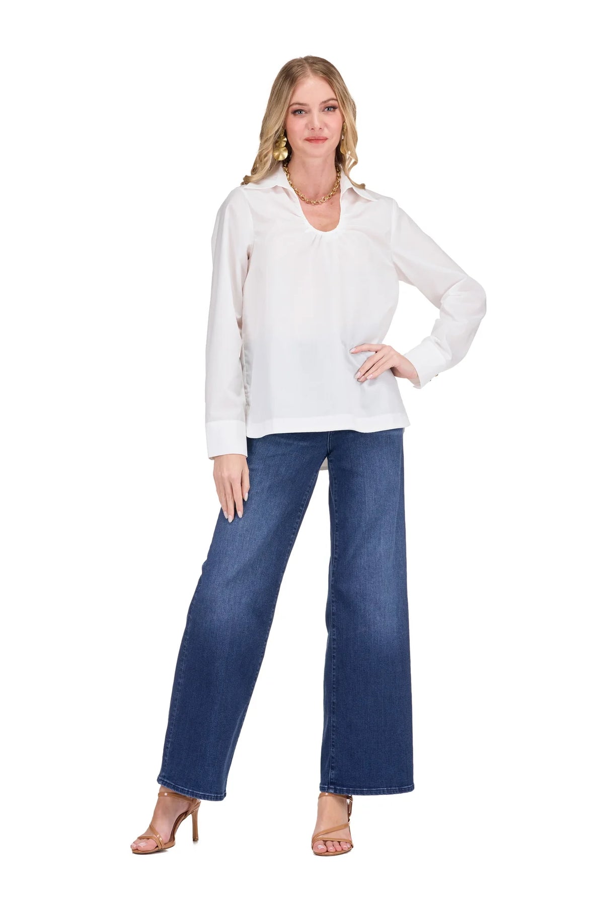Jade White Horseshoe Blouse