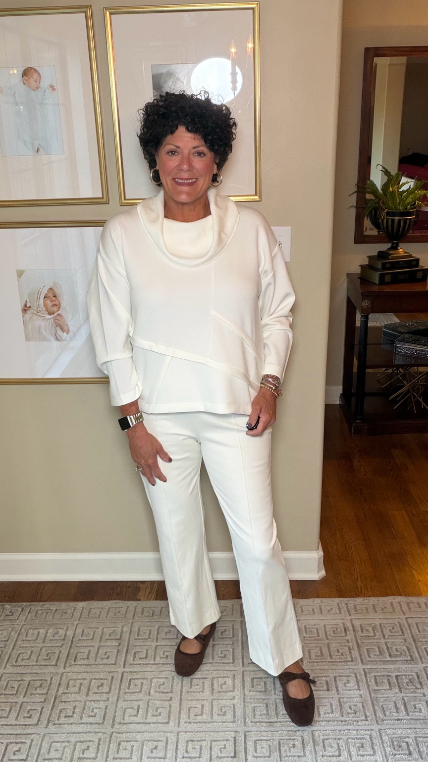 Olivia ivory cowlneck top