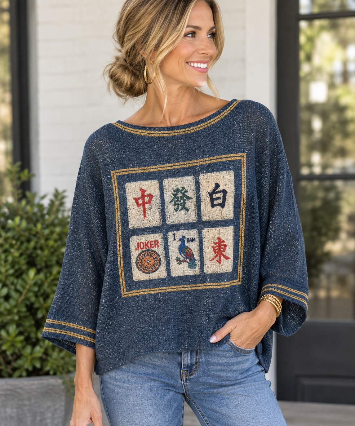 Brand Bazar Navy Mahjong Sweater