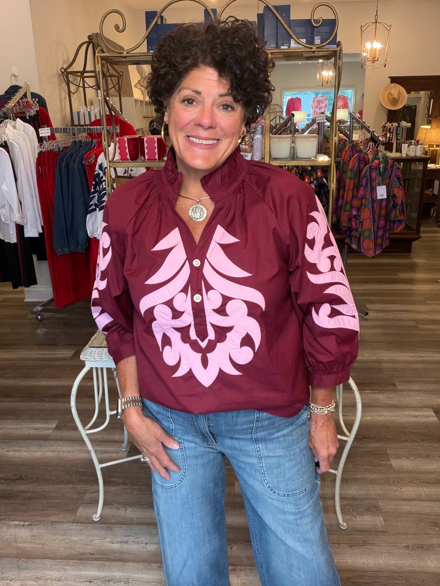 Jodifl Maroon top with Pink