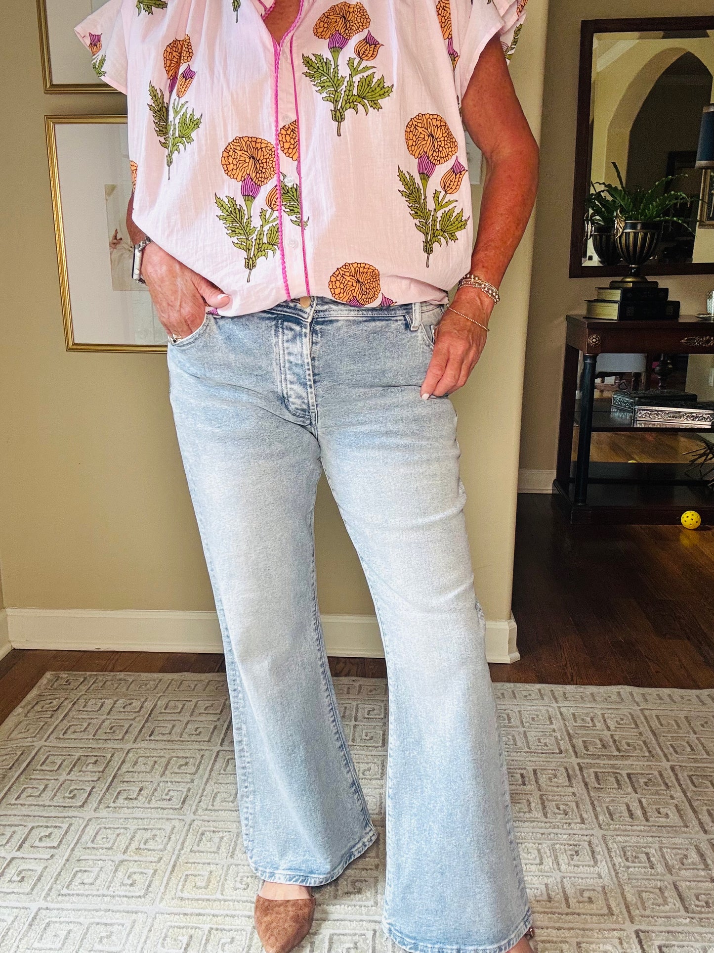Liverpool Dakota low rise loose flare in Prairie Mist