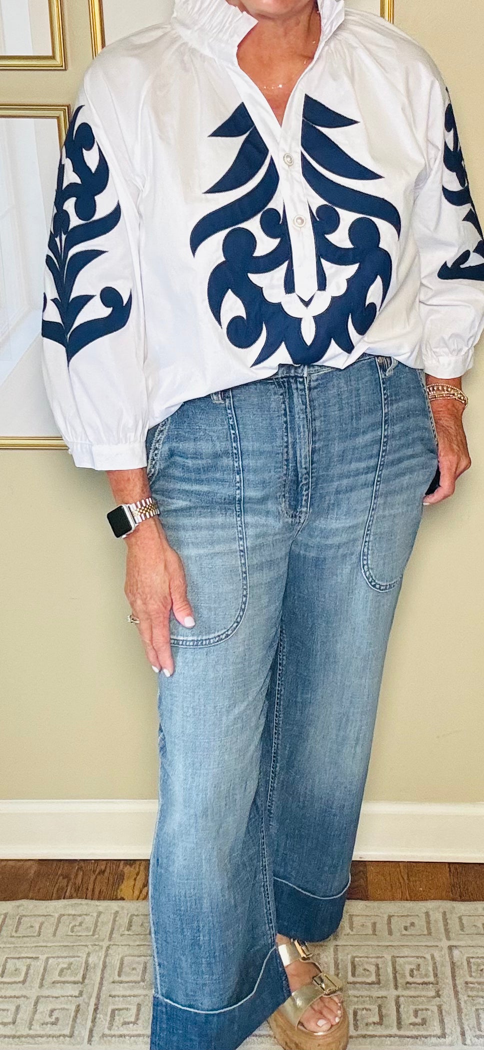 Liverpool high rise relaxed straight w/ utility pockets in Dusk Breeze