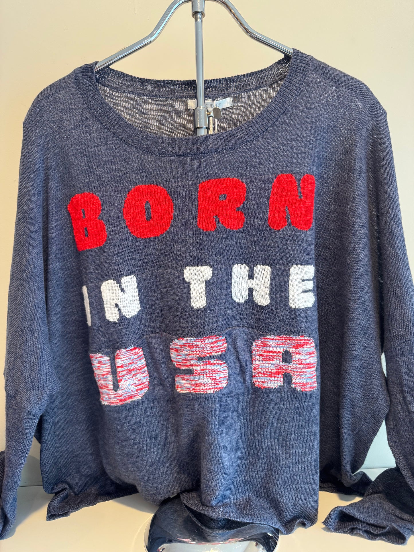Stitch Drop honest indigo navy Born in the Usa sweater