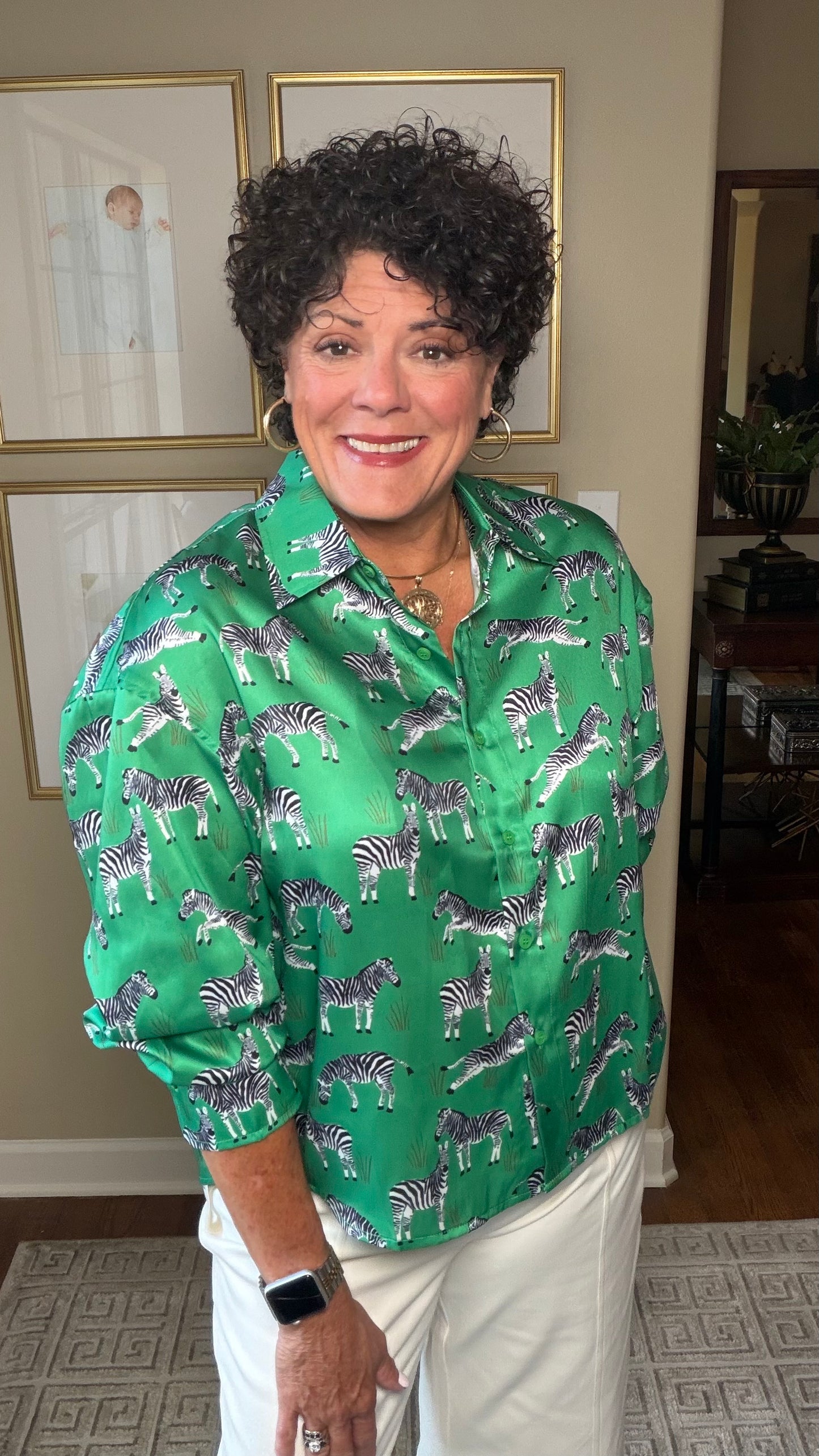 Joy Joy Green Zebra Top