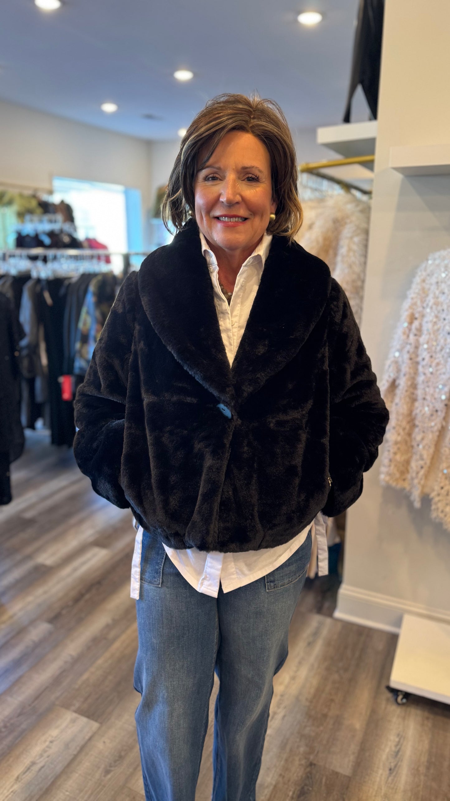 Olivia Black Fur Jacket