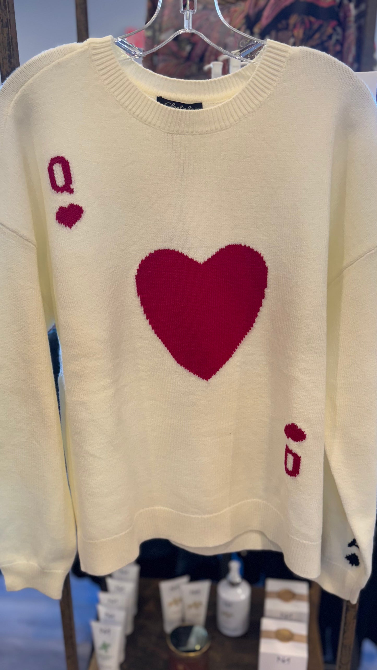 Charlie B Jacquard Crew Neck Drop Shoulder Sweater