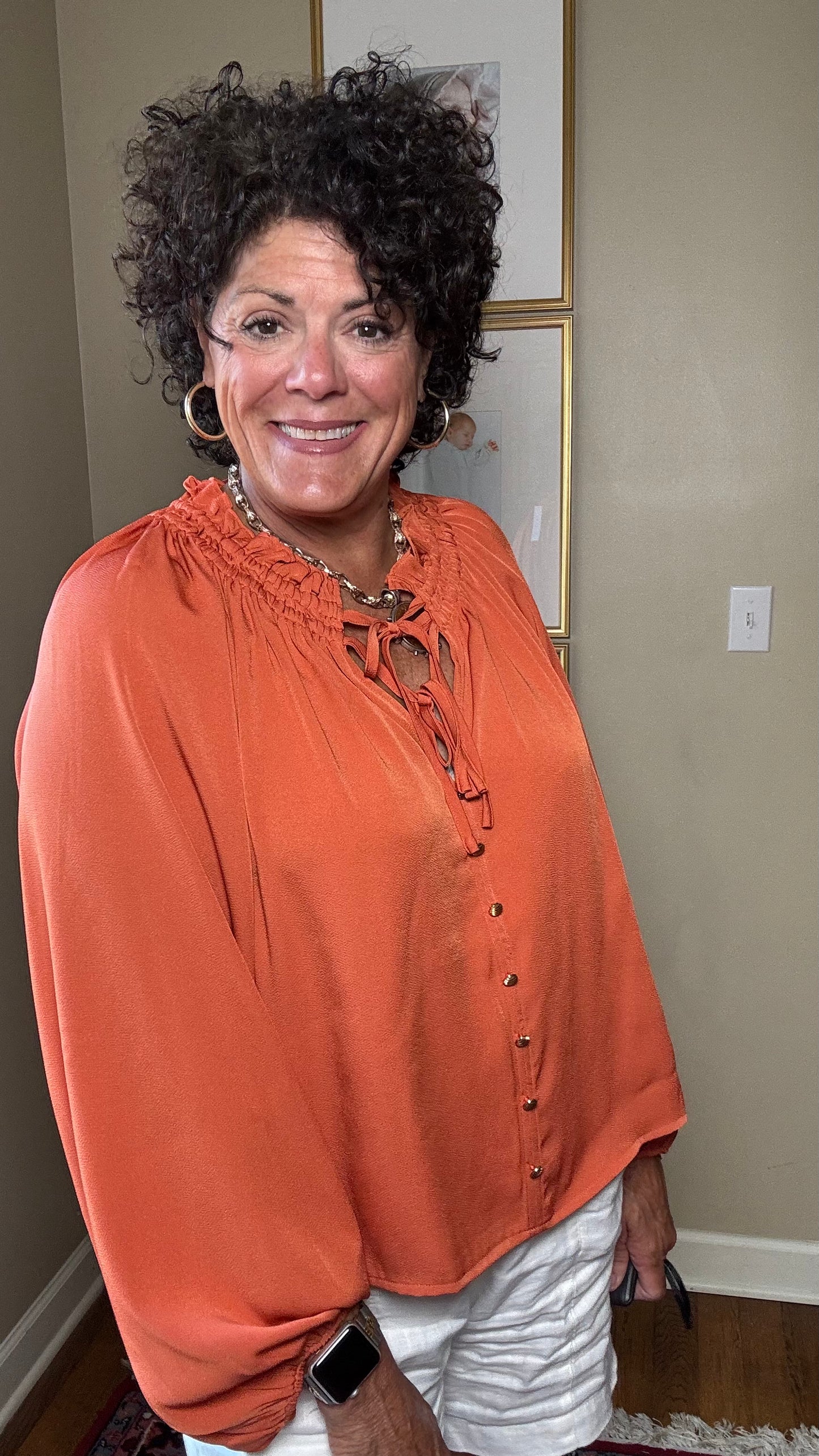 Joy Joy Pumkin Peasant Top