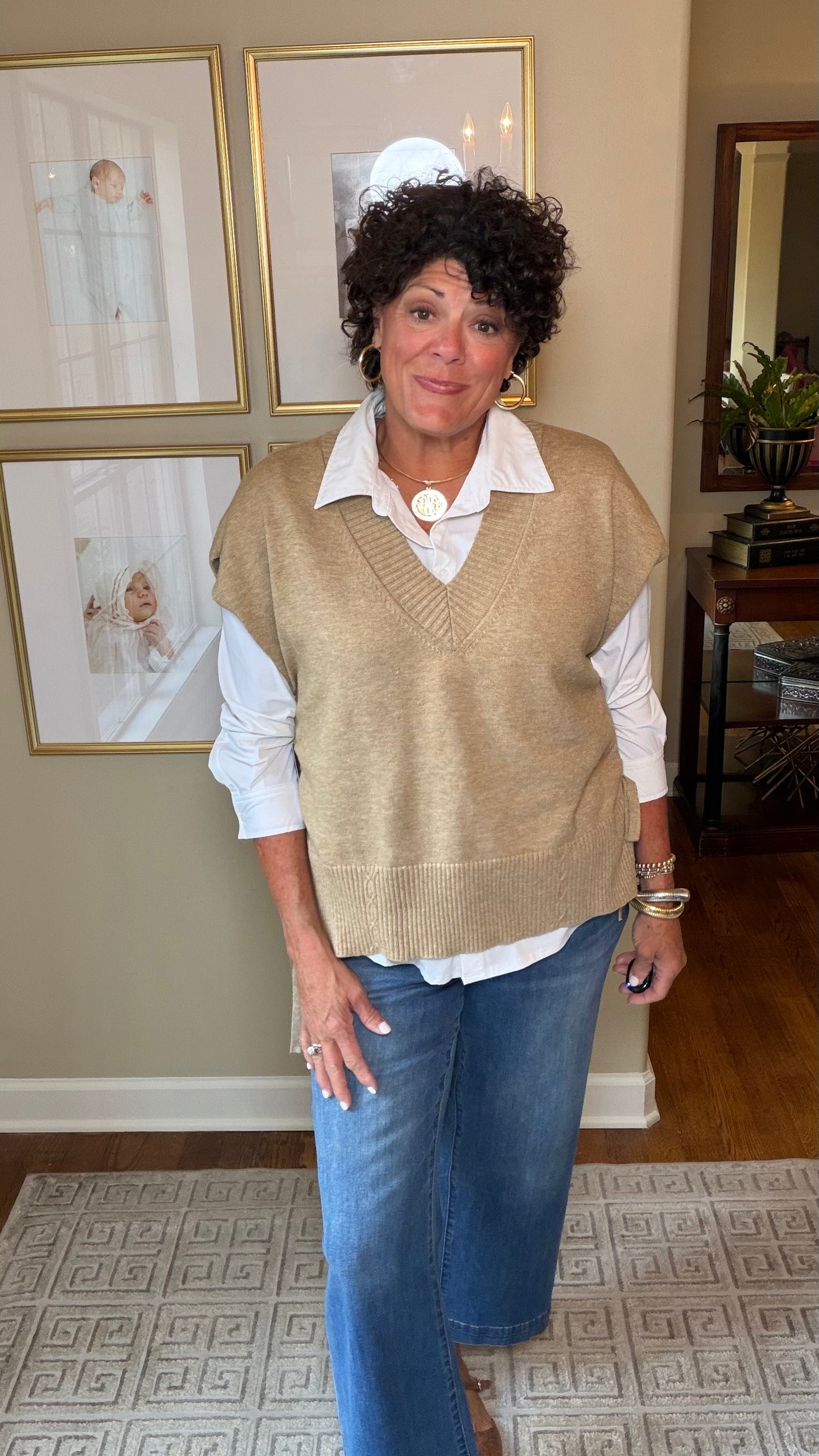Liverpool V Neck Dolman Popover Sweater w/ties (harvest Khaki)
