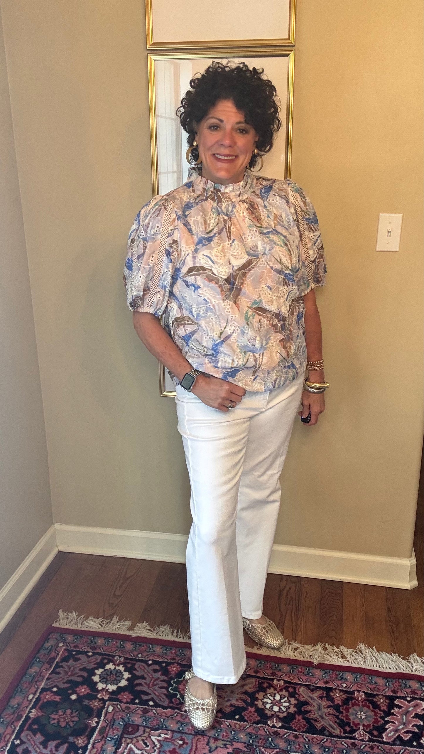 JOY JOY Vintage Mist Eyelet Top