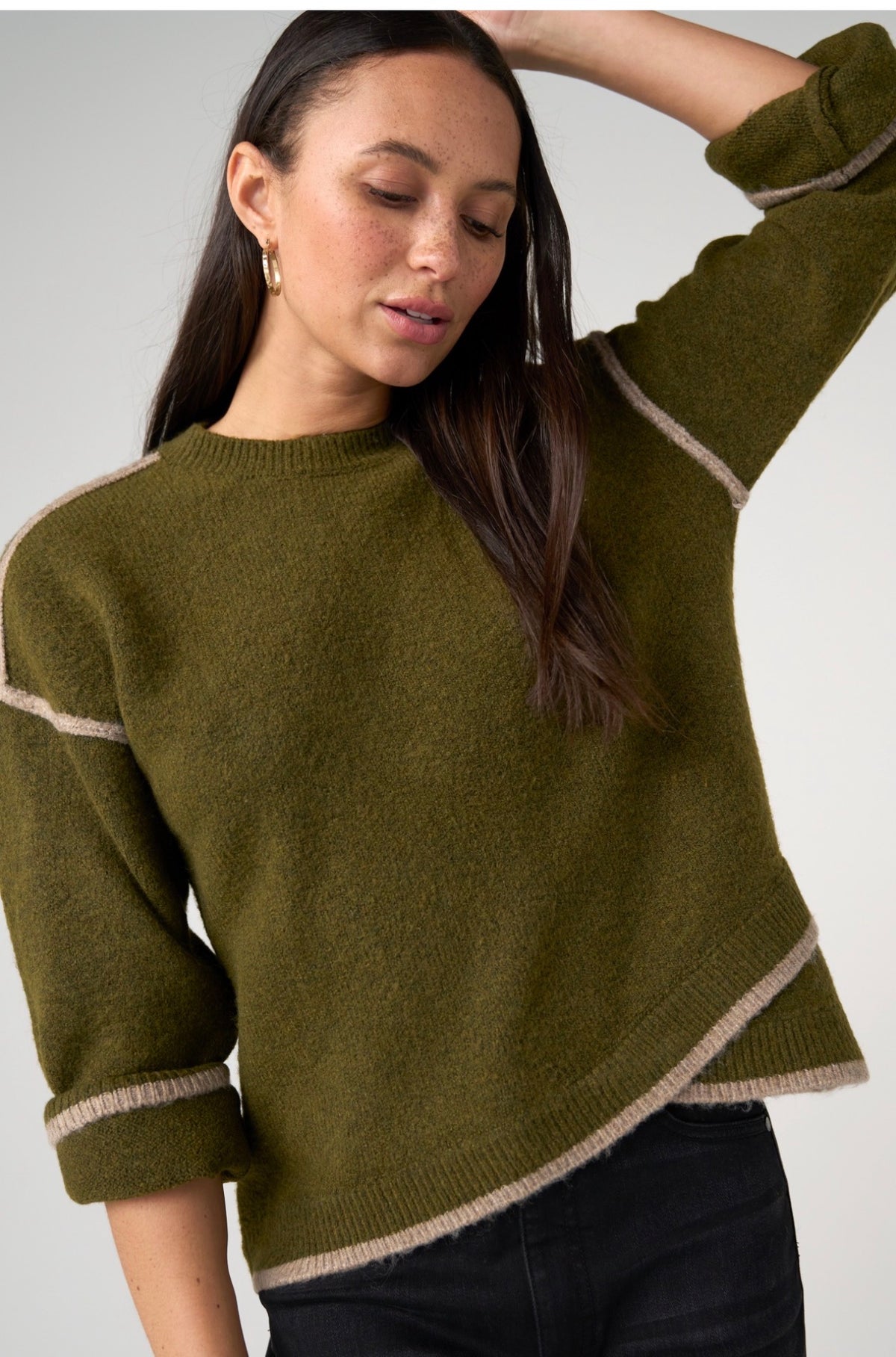 Liverpool Olive w/Mushroom Sweater
