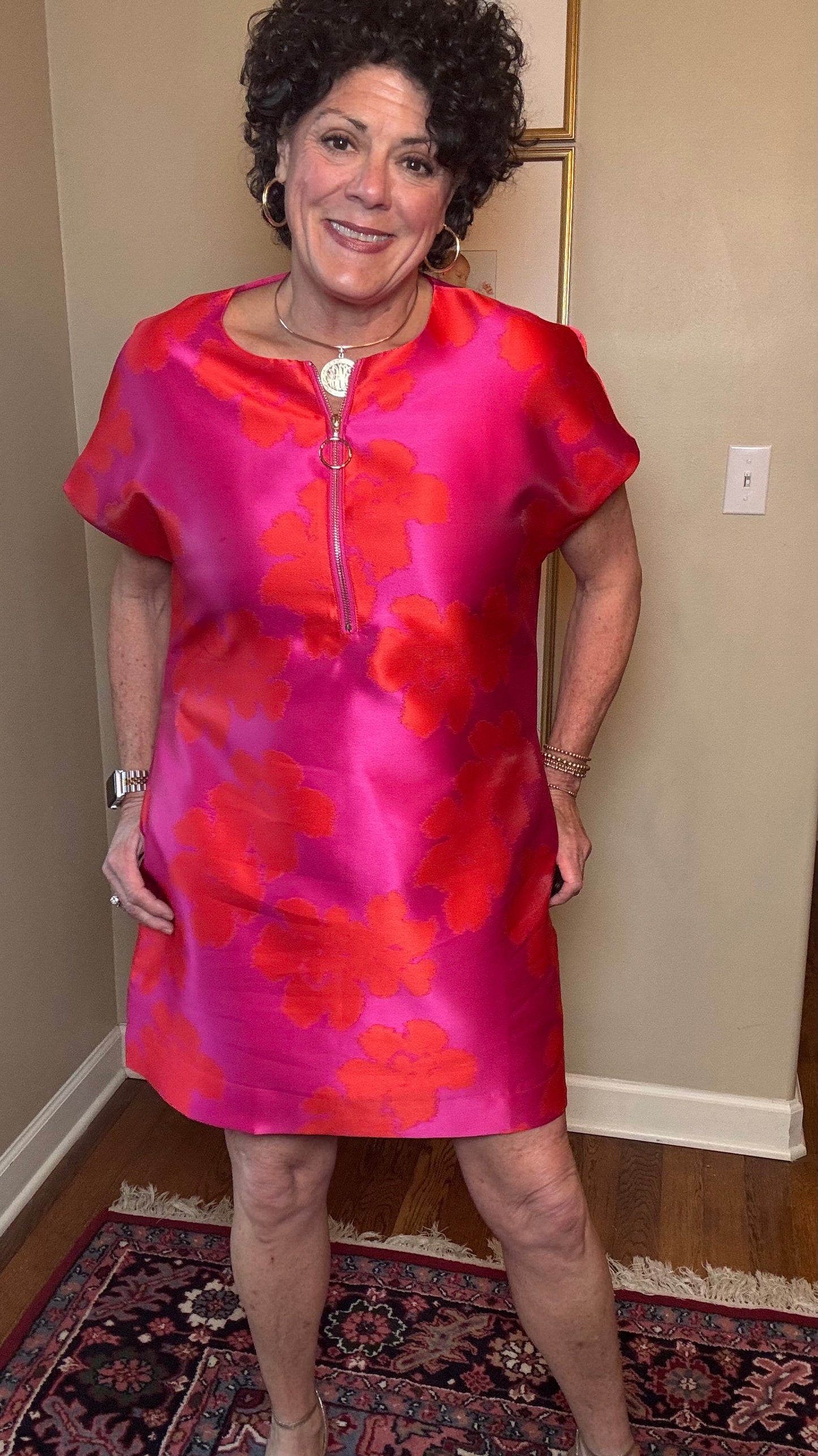 Jade Hibicus Brocade Zipper Shift Dress