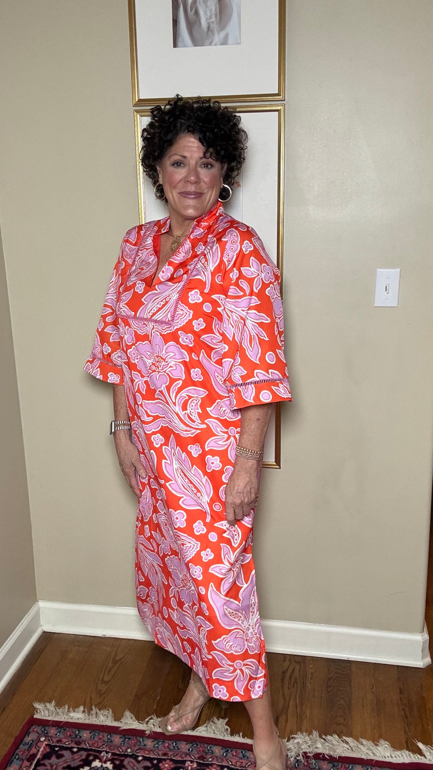 Jade Orange Petal Maxi Dress