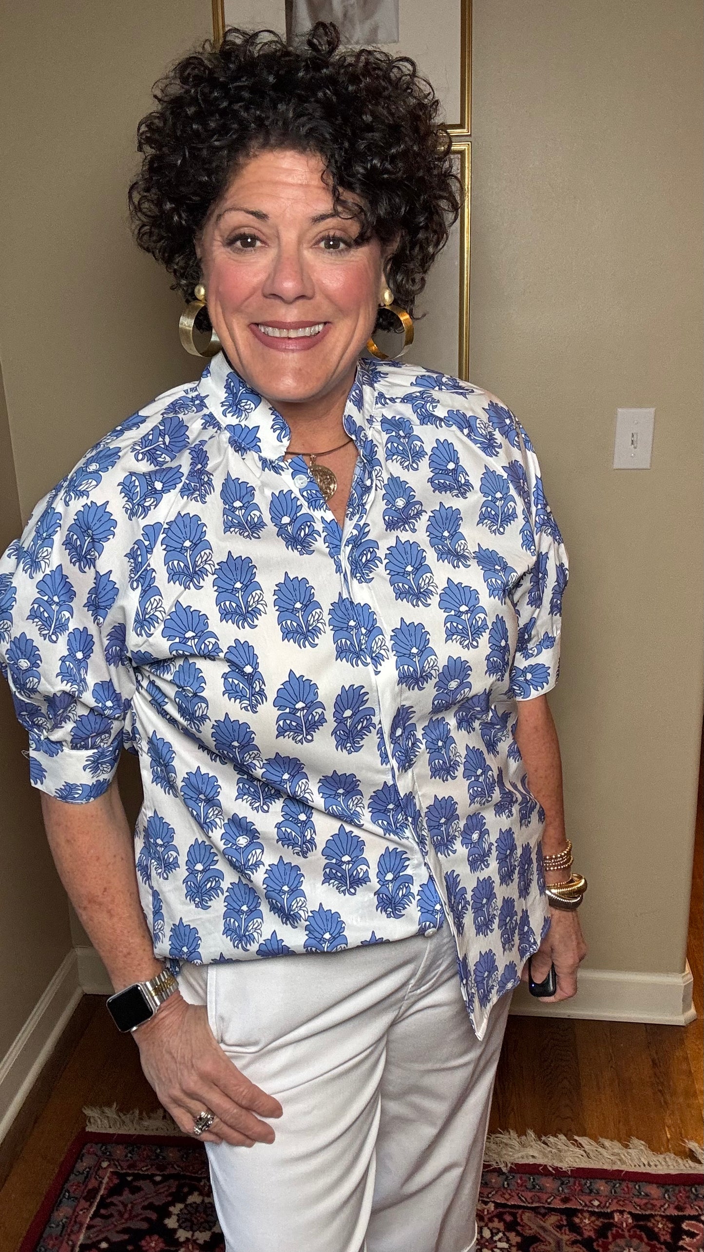 BoHo Chic Blue/White Top