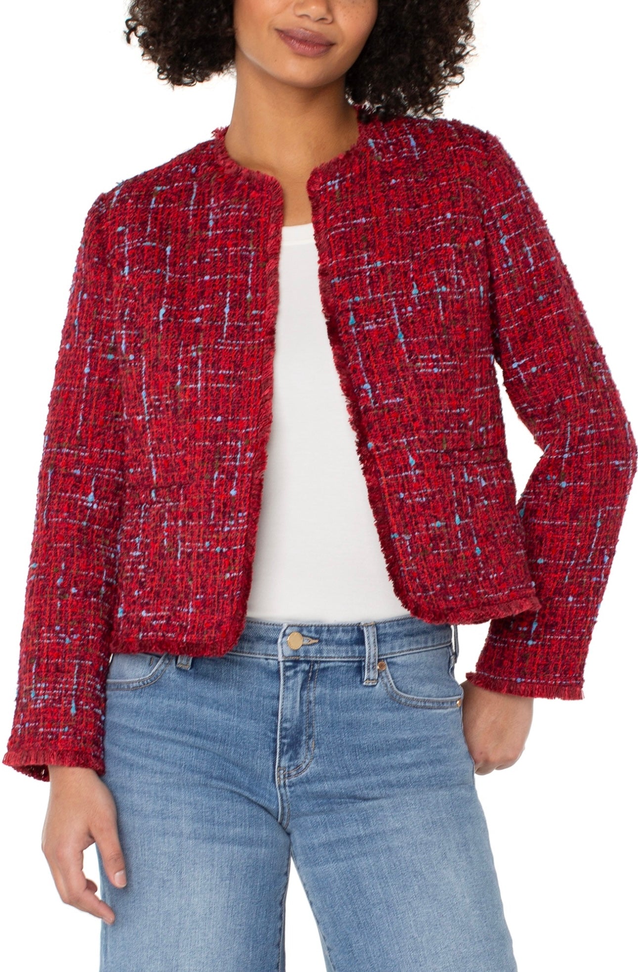 Liverpool Collarless Jacket w/Frayed Edges