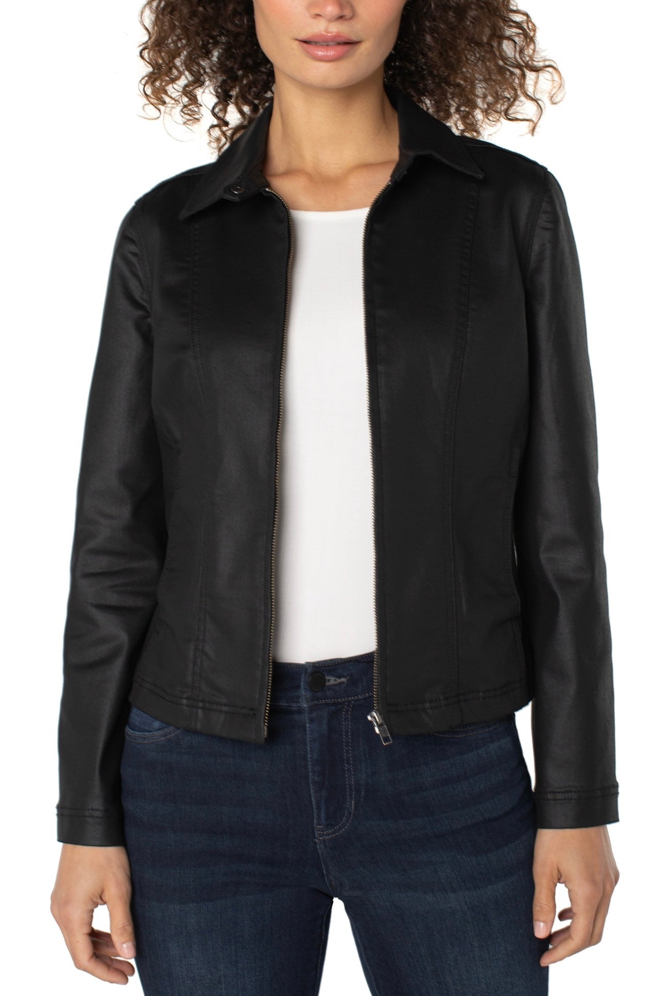 Liverpool 90's Zip Front Jacket (Coated Black)