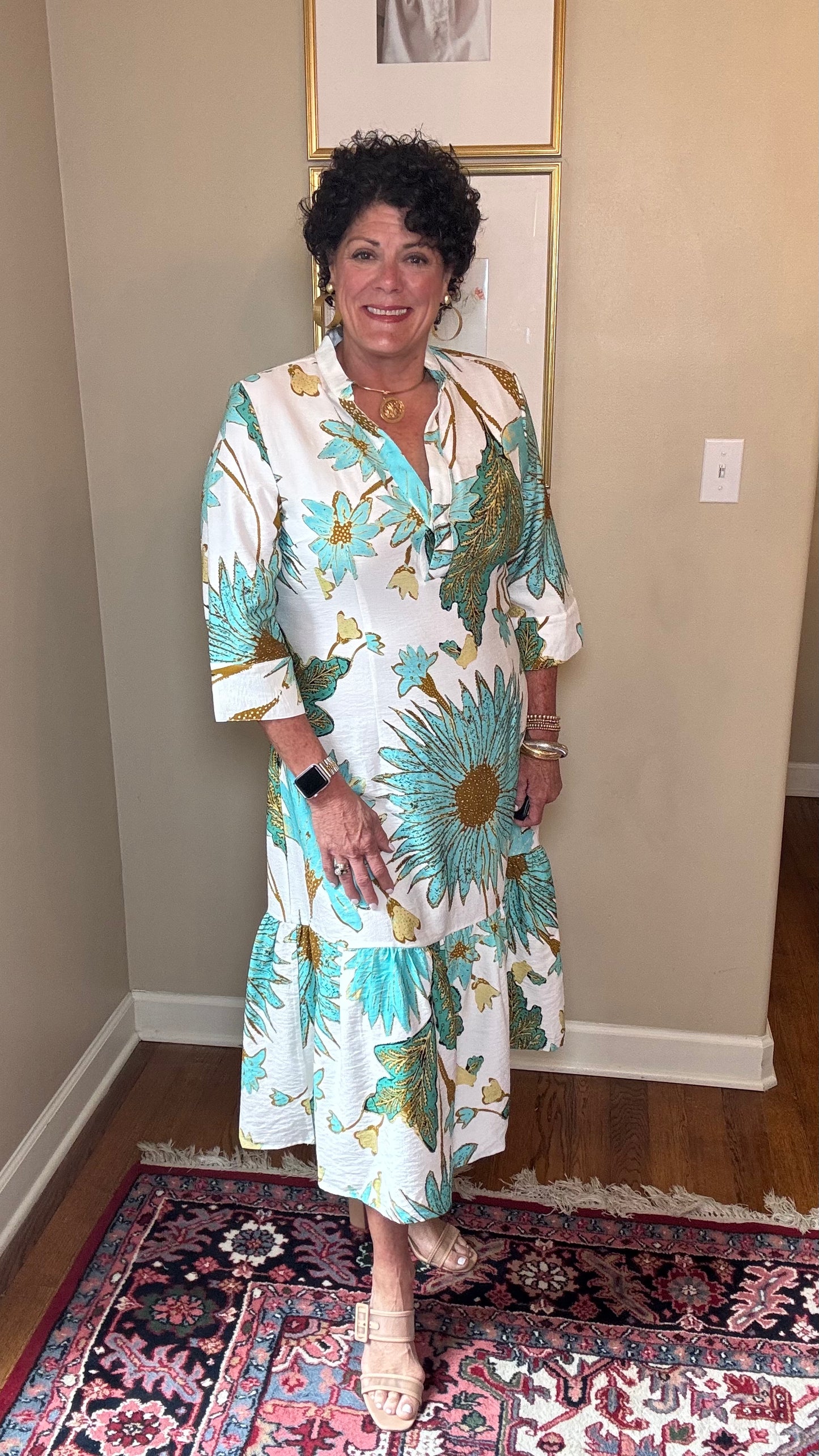 BoHo Chic Turquois & Gold Long Dress