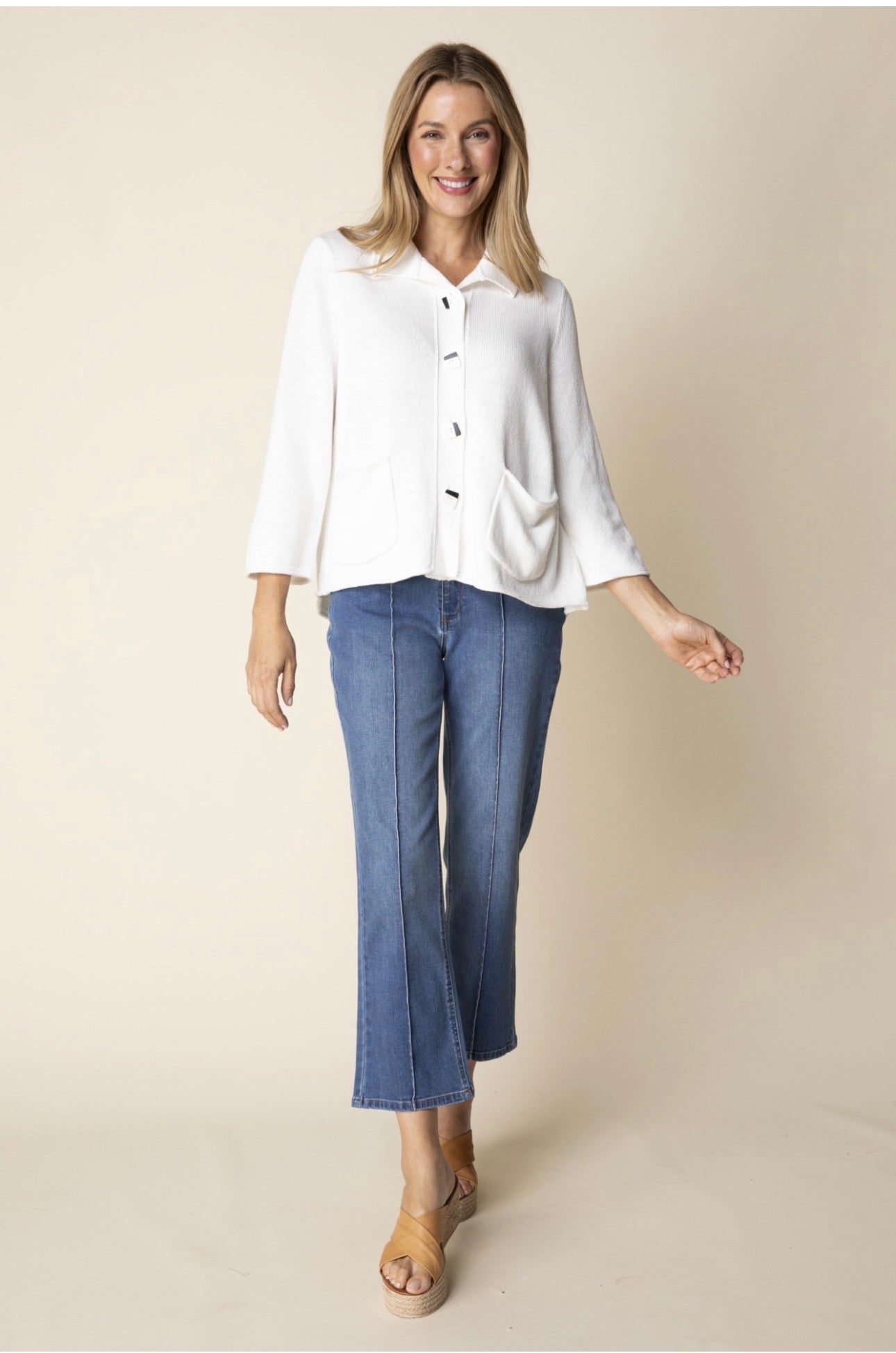 Habitat White Pleat Back Sweater Jacket