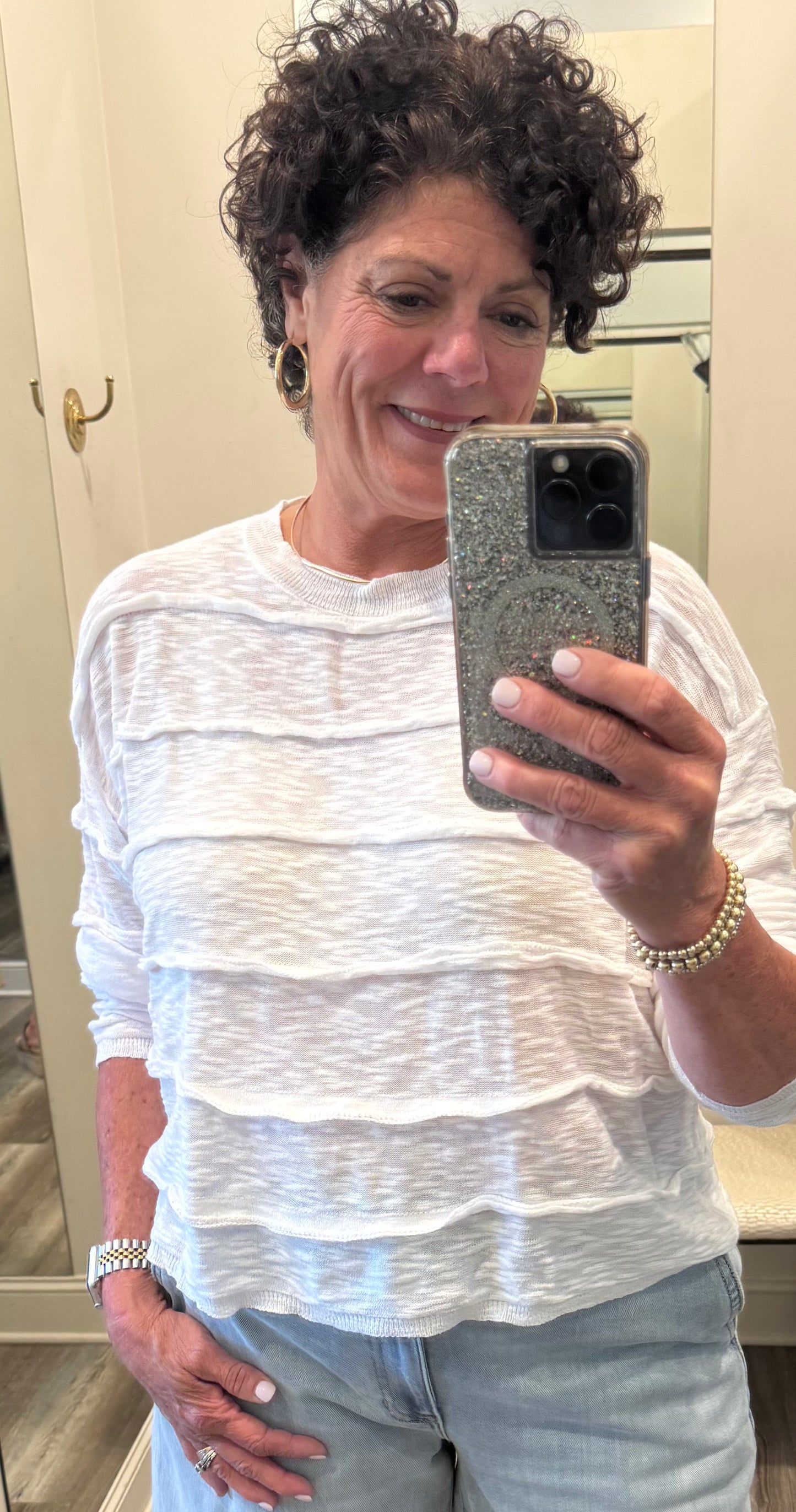 Stitchdrop Static waves White Sweater