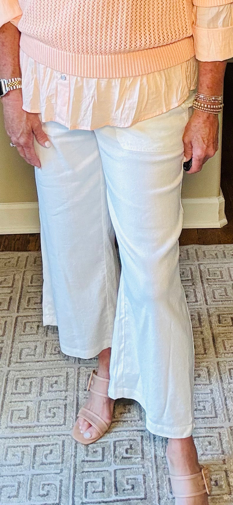 Liverpool Wide Leg crop pant white