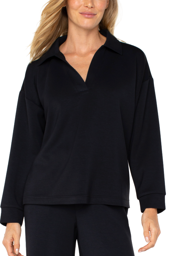 Liverpool Black V-Neck Collared Pullover