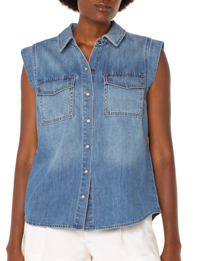 Liverpool Sleeveless Denim Top