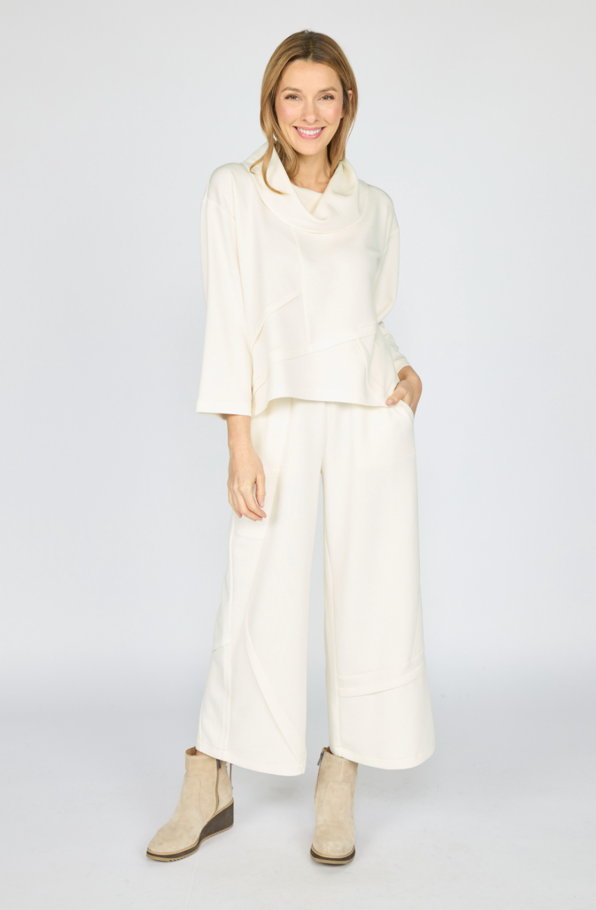 Olivia ivory cowlneck top