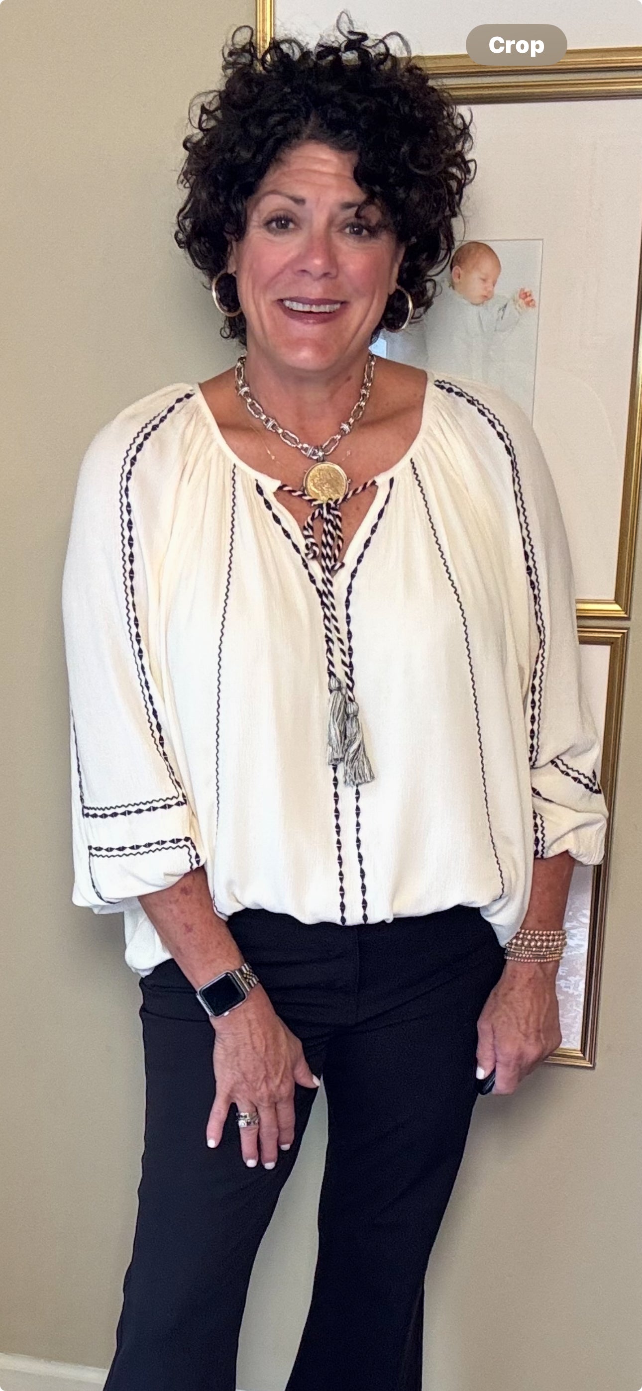 Liverpool Cream and Black BoHo Top