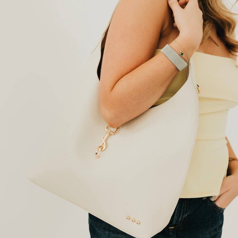 Haddie Hobo Vegan Leather Tote: Brown