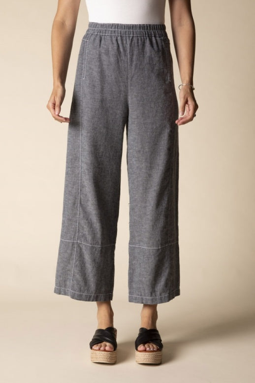 Habitat Linen Seamed Crop Pant (Black wash)
