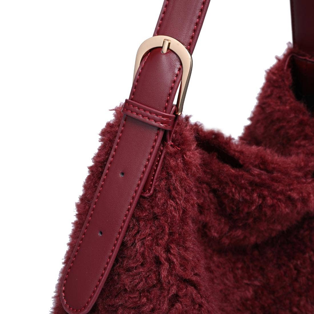 Neve Sherpa Tote: Burgundy