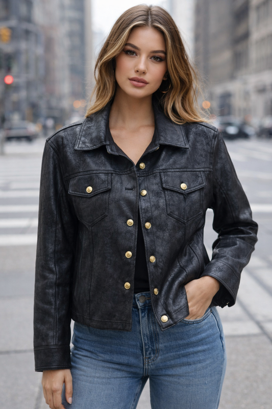 APNY Vegan Leather Shirt Jacket