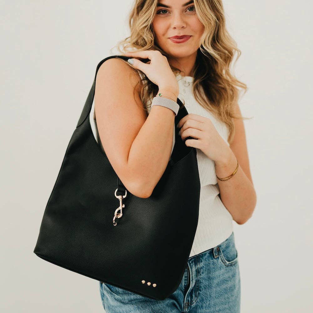 Haddie Hobo Vegan Leather Tote: Brown