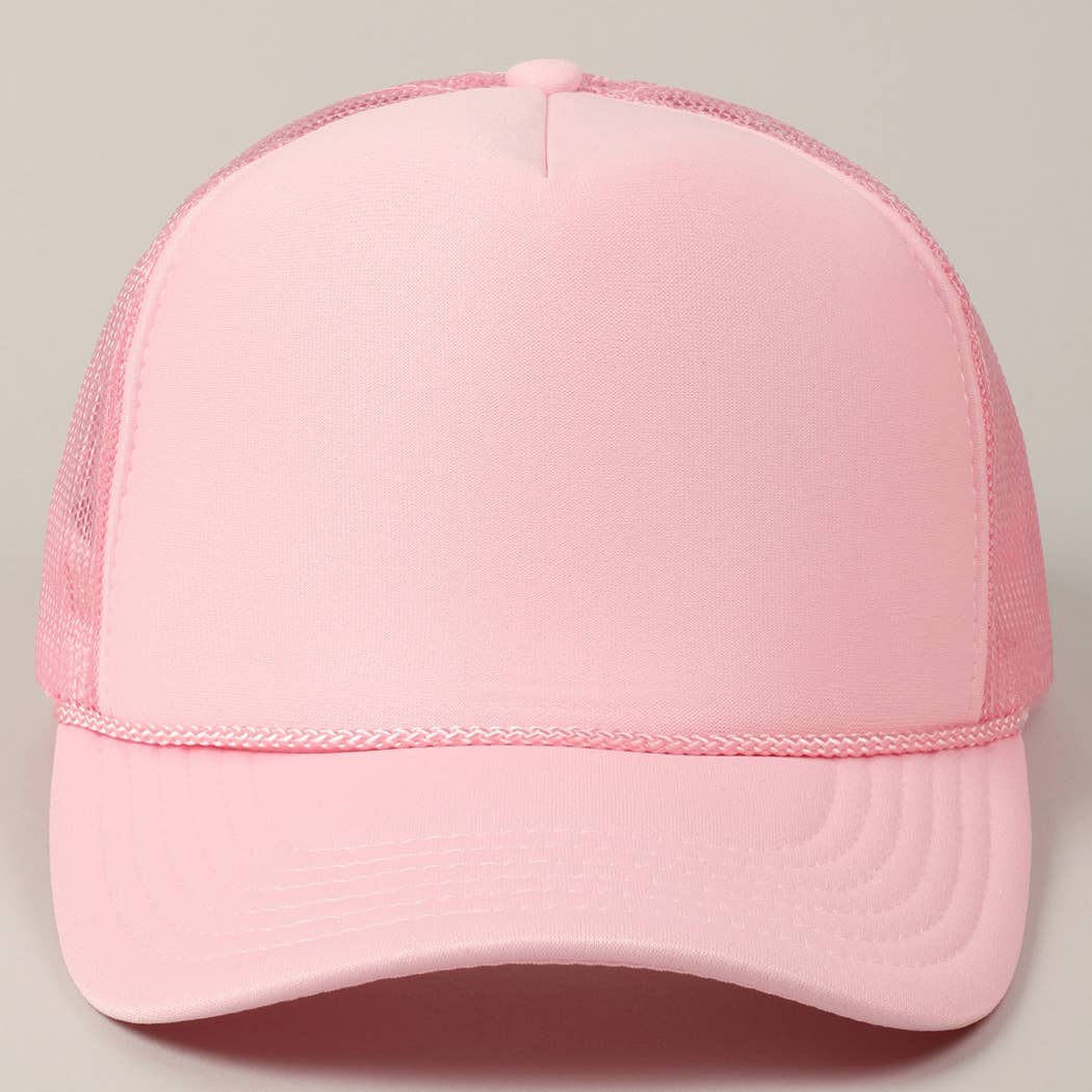 Solid Color OTTO 5-Panel Foam Mesh Back Trucker Hat: 050-PINK / ONE SIZE
