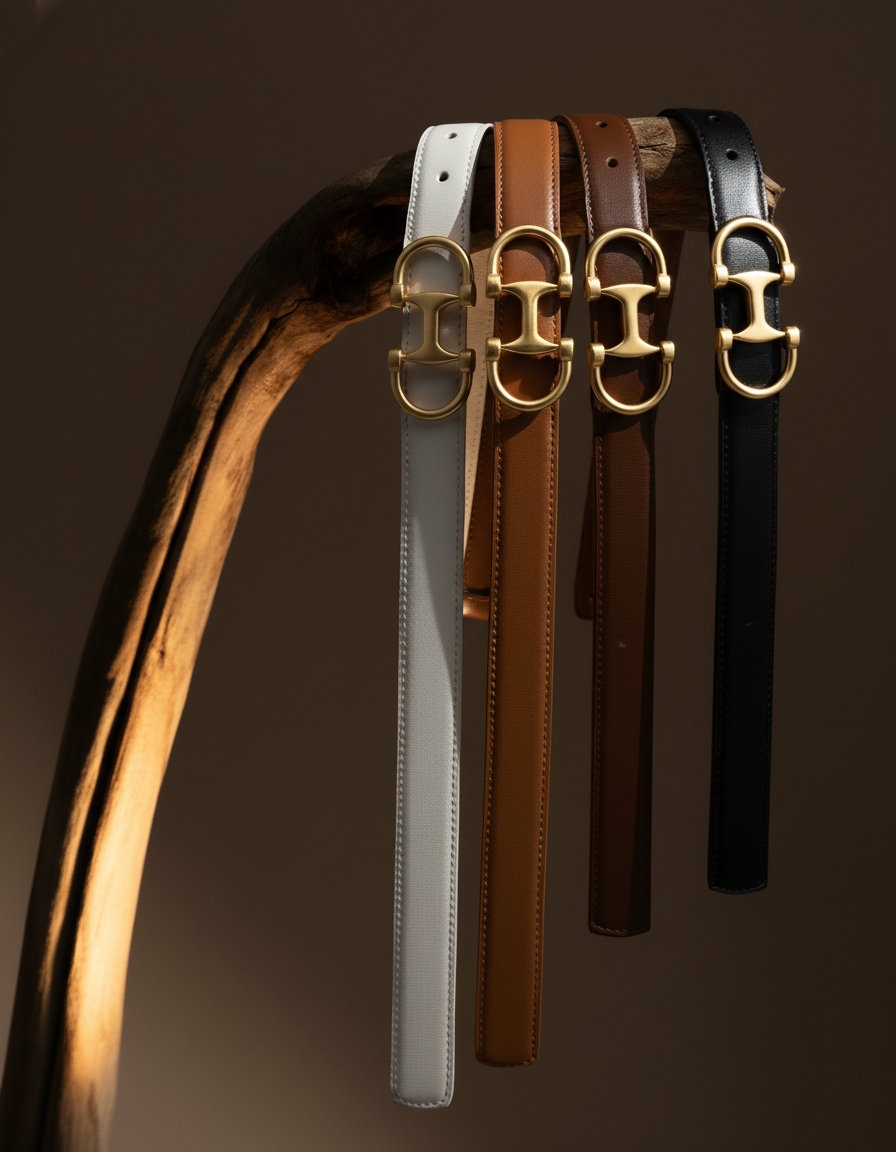 Horsebit Buckle Equestrian Stitched Suede/Napa Leather Belt: Leopard / Small (S)