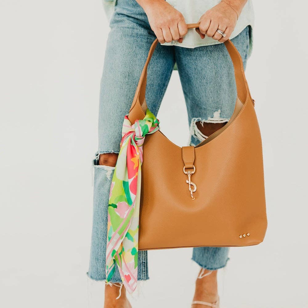 Haddie Hobo Vegan Leather Tote: Brown