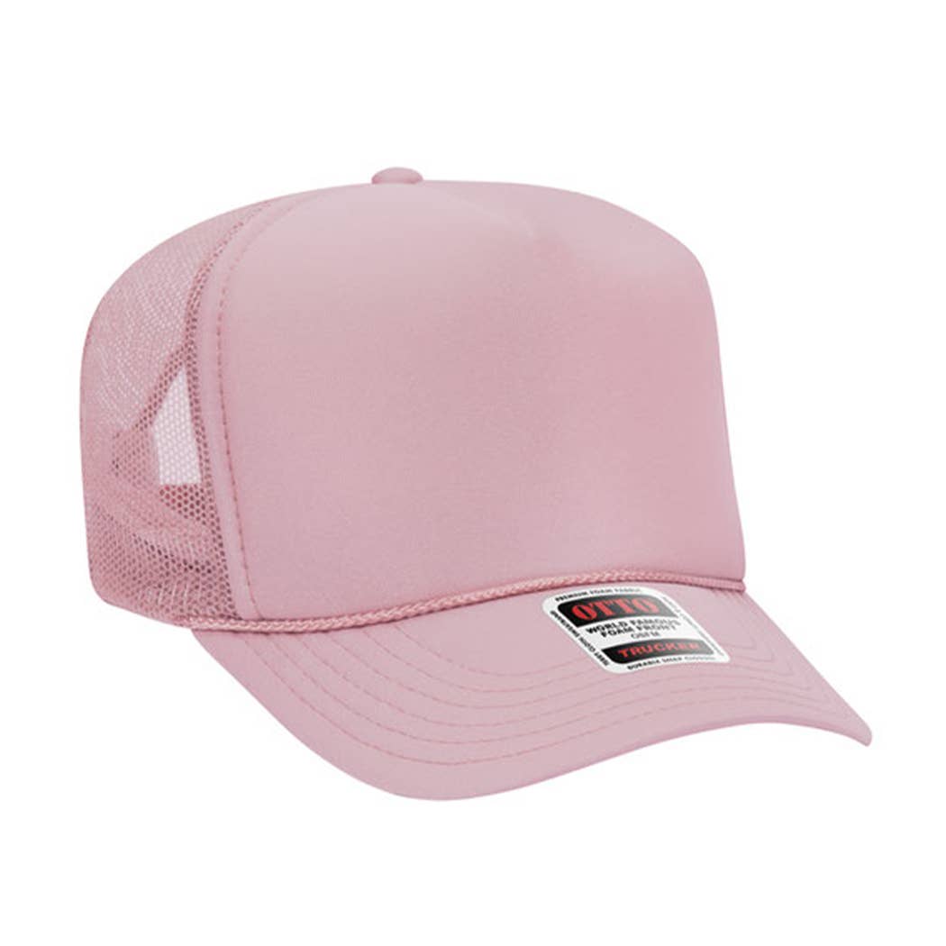 Solid Color OTTO 5-Panel Foam Mesh Back Trucker Hat: 015-TAN / ONE SIZE