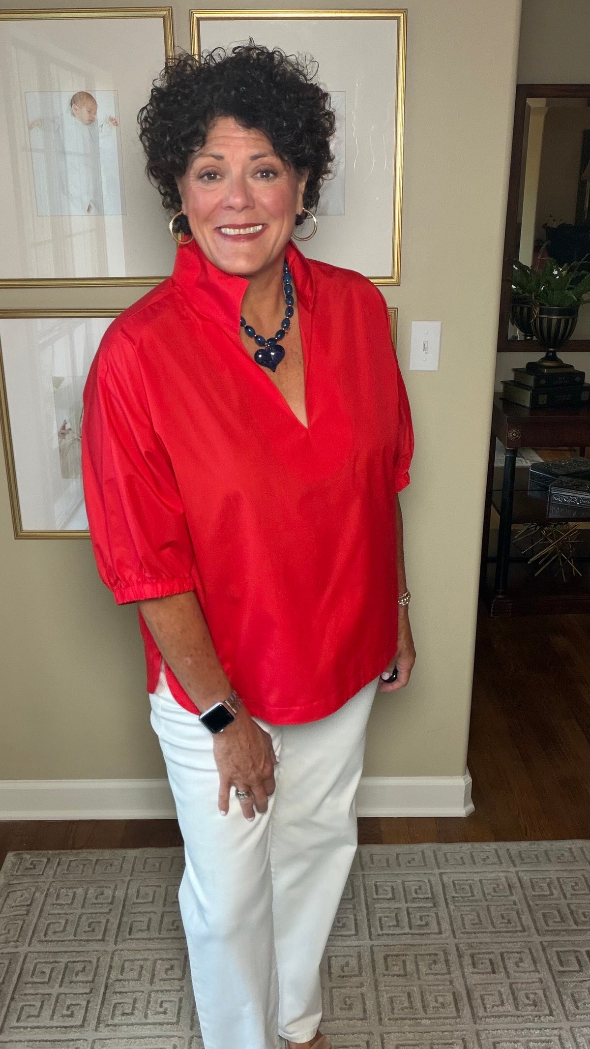Jade Red Collar Top