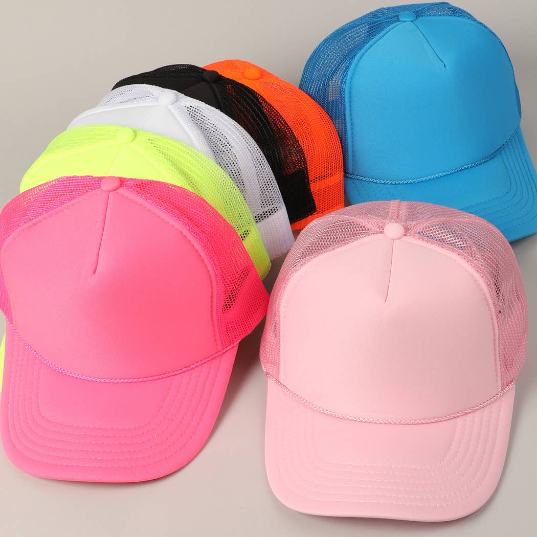 Solid Color OTTO 5-Panel Foam Mesh Back Trucker Hat: 050-PINK / ONE SIZE