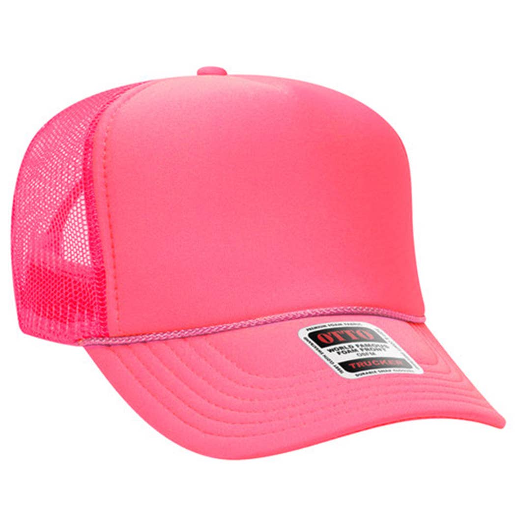 Solid Color OTTO 5-Panel Foam Mesh Back Trucker Hat: 015-TAN / ONE SIZE