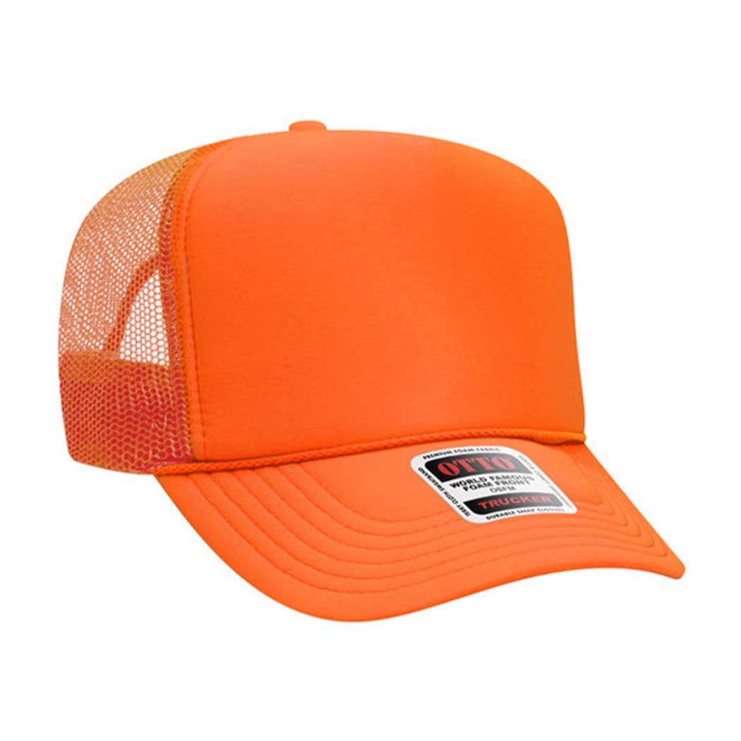 Solid Color OTTO 5-Panel Foam Mesh Back Trucker Hat: 015-TAN / ONE SIZE