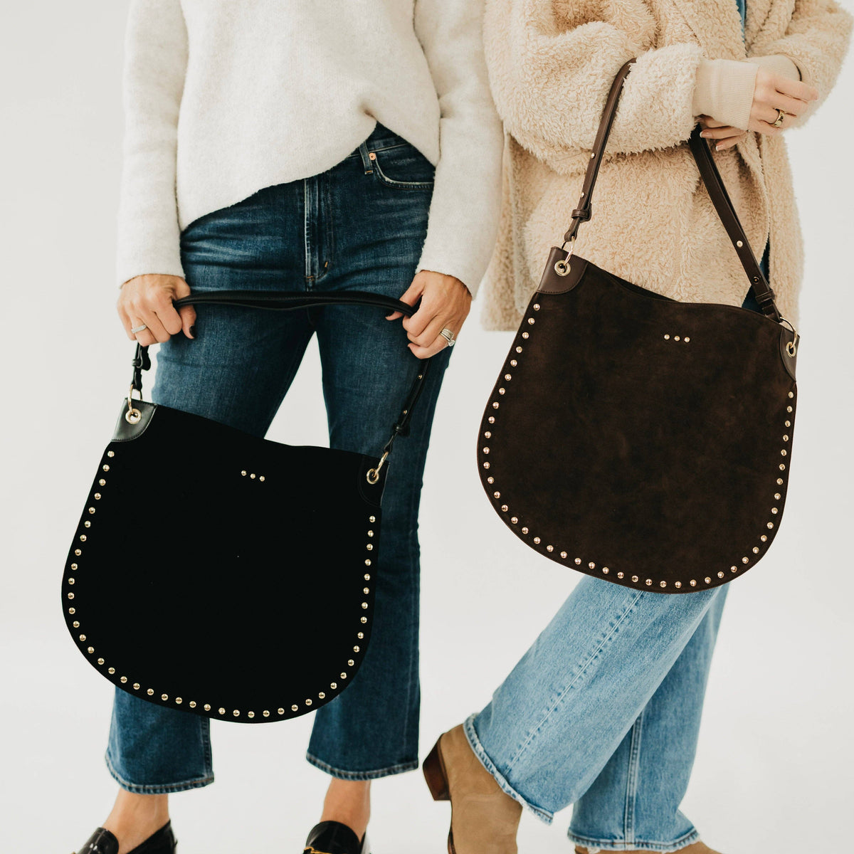 Rosalie Rivet Suede Hobo Bag: Chocolate