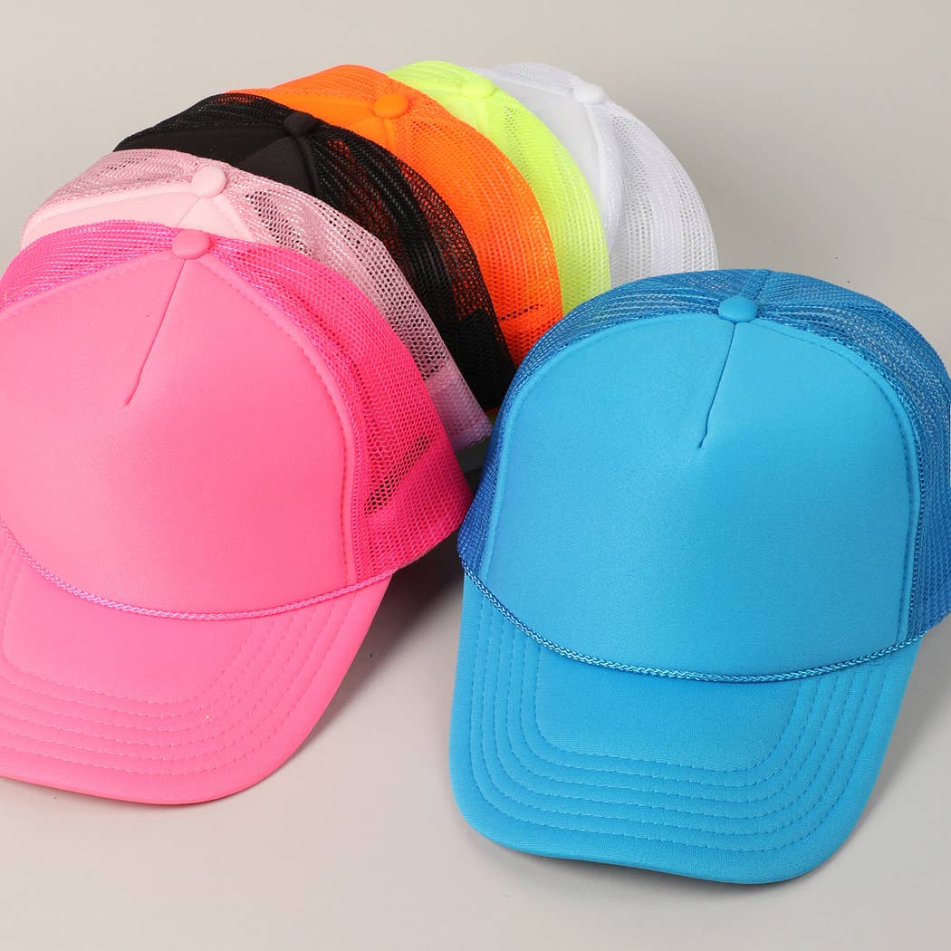 Solid Color OTTO 5-Panel Foam Mesh Back Trucker Hat: 050-PINK / ONE SIZE
