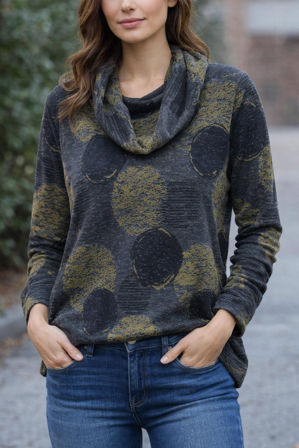 Olivia Cowl Neck Top (Nutria)