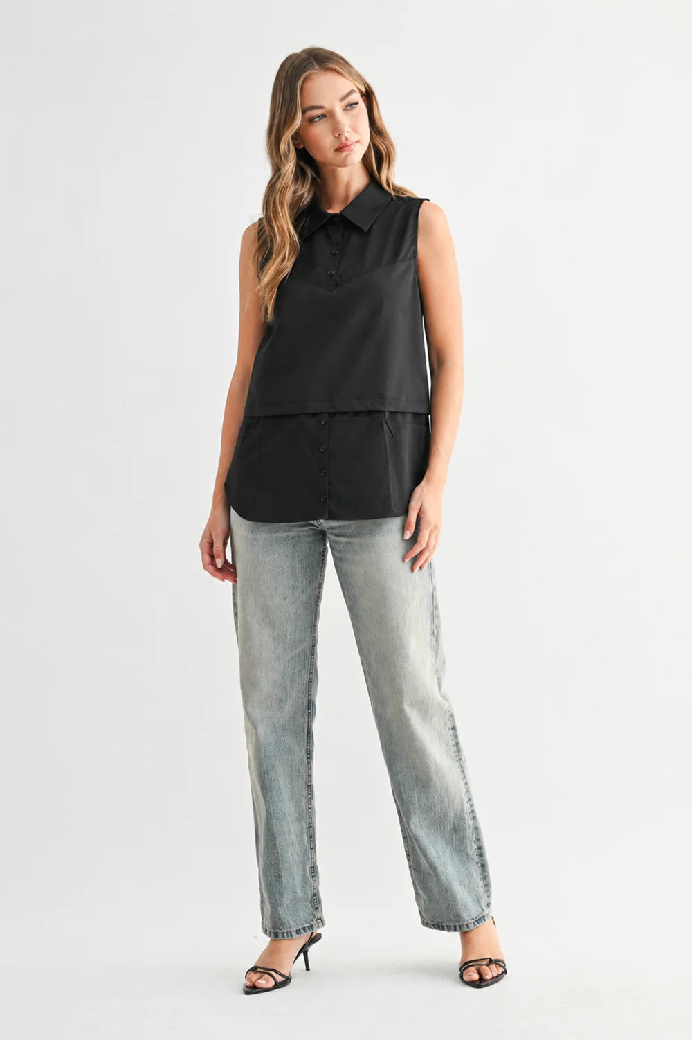 Joh Caroline Sleeveless Collar Top