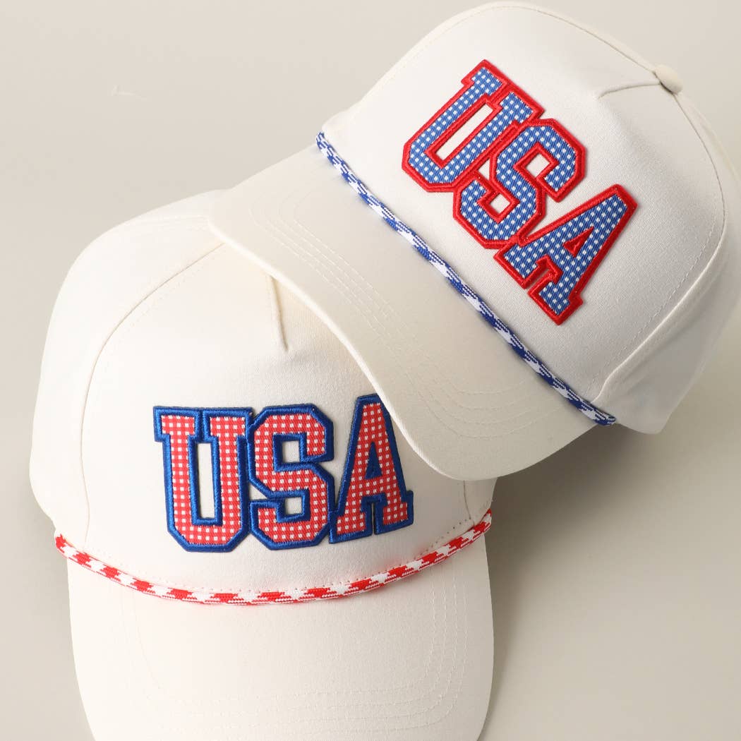 USA Patch Rope Trucker Hat: Red