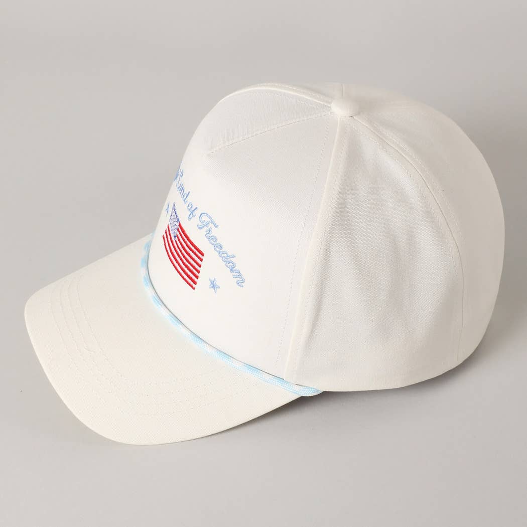 The Land of Freedom Flag Embroidered Trucker Hat: ROYAL BLUE / ONE SIZE