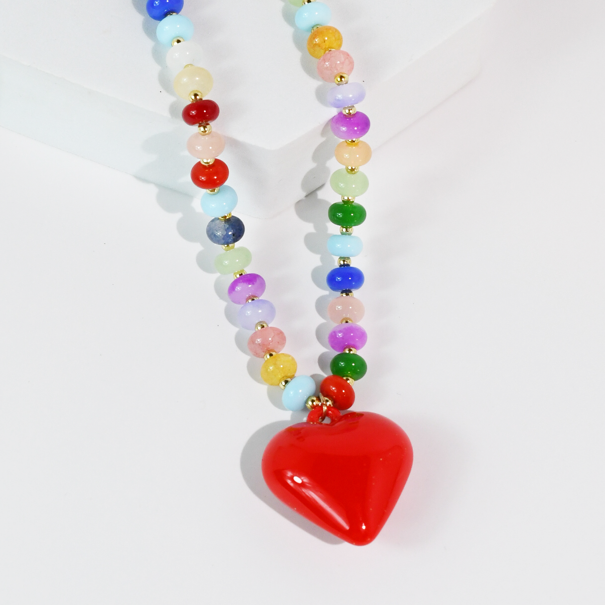 Happy colorful heart Necklace: Blue